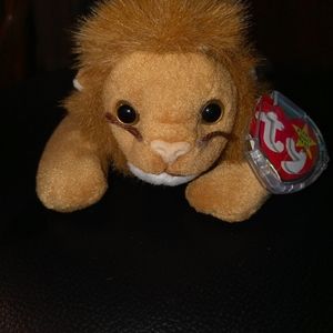 ROARY the LION – Ty Beanie Baby – 1996 with ERRORS& PVC Pellets – Rare & Retired